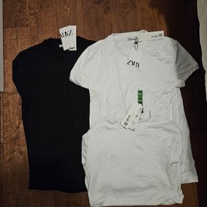 Zara Black and White Short Sleeve Tees